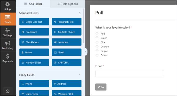 Edit your poll form template