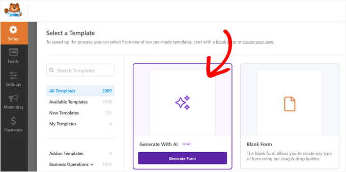 Generate form with AI Generate form with AI