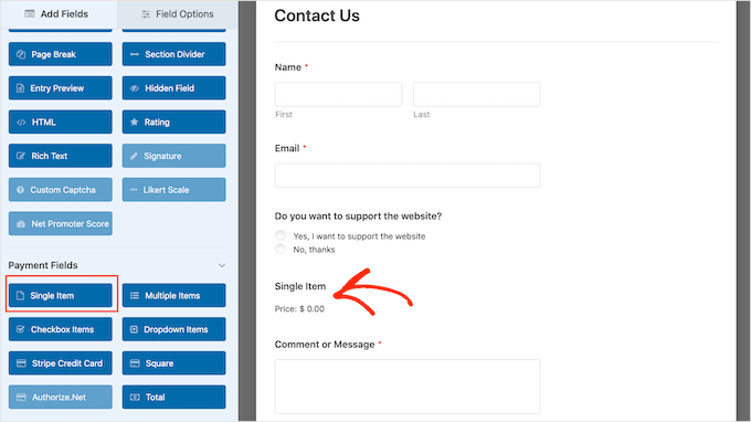 Adding a 'single item' field to a WordPress form Adding a 'single item' field to a WordPress form