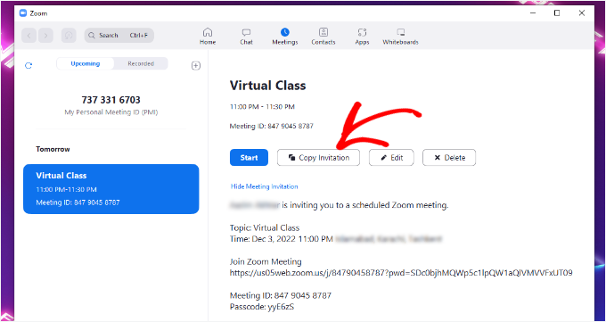 Kopiuj zaproszenie na spotkanie