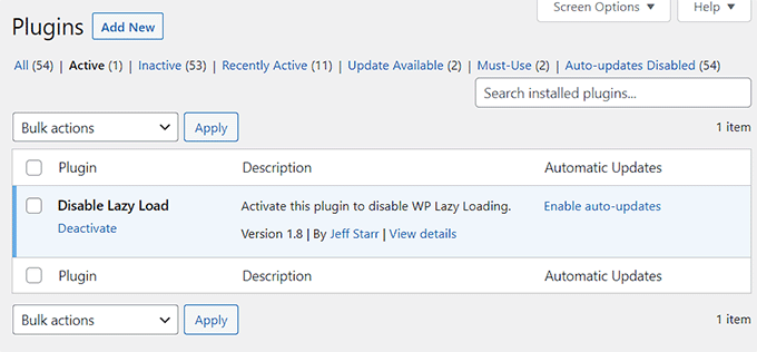 Activate plugin to disable lazy load Activate plugin to disable lazy load