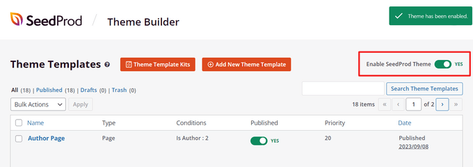 Enable SeedProd Theme Enable SeedProd Theme