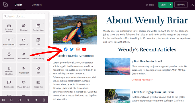 Add the Social Profiles block to the author profile page Add the Social Profiles block to the author profile page