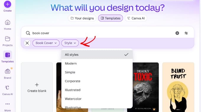 Filtrage des modèles Canva par style Filtrage des modèles Canva par style