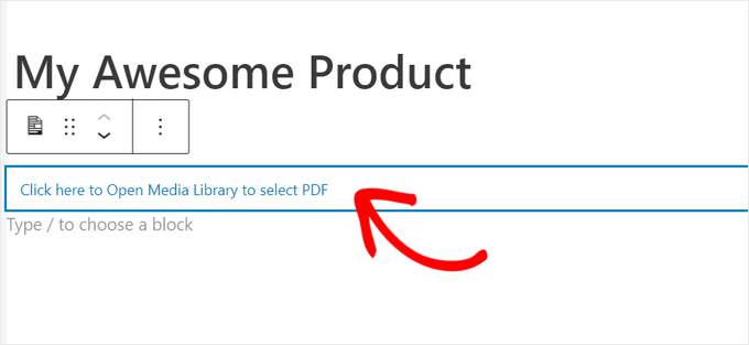 Clique para selecionar um PDF para incorporar