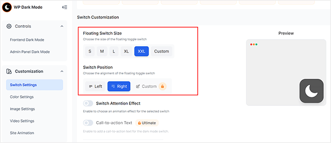 Customize the dark mode switch Customize the dark mode switch
