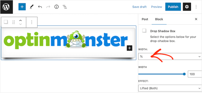 Changing the width of a drop shadow using a free WordPress plugin Changing the width of a drop shadow using a free WordPress plugin