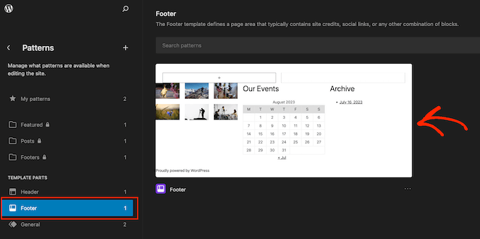 Editing the footer template using the full-site editor (FSE) Editing the footer template using the full-site editor (FSE)
