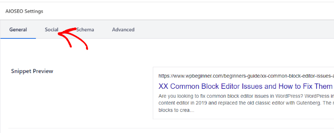 gehen Sie zum Social-Tab