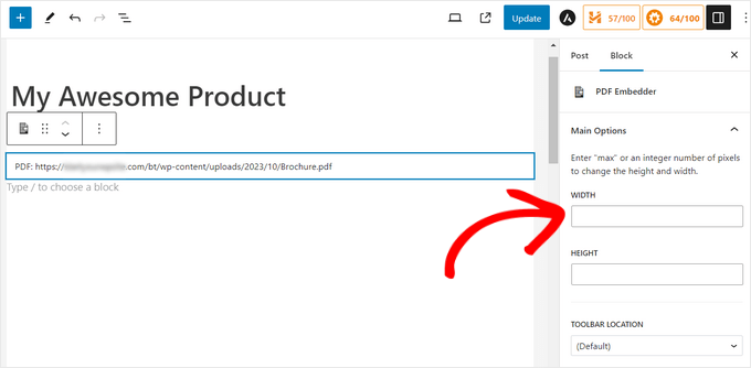 Personalizando o bloco de incorporação de PDF usando um plugin do WordPress