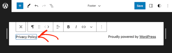 Aggiungere un link all'informativa sulla privacy al footer di WordPress