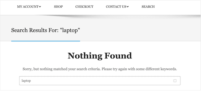 The built-in WooCommerce search feature The built-in WooCommerce search feature