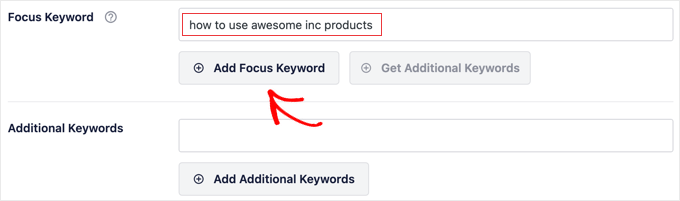Add the Focus Keyword in AIOSEO Settings