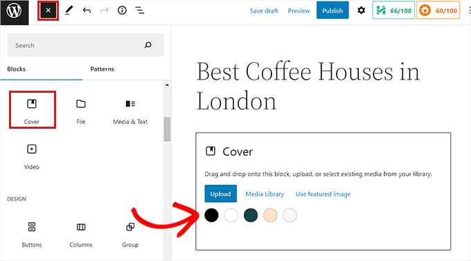 Adding cover block to WordPress post editor Add the Cover block