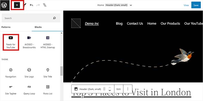 Add the YouTube feed in FSE Add the YouTube feed in FSE