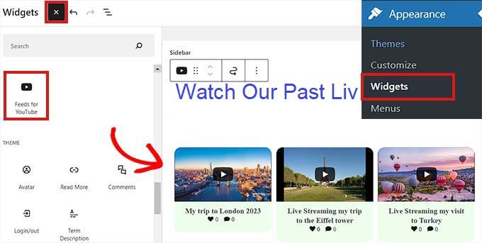 Add YouTube Feed as a widget Add YouTube Feed as a widget