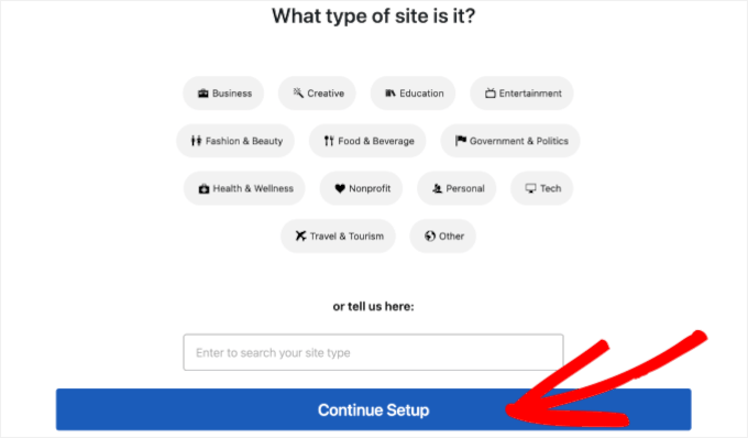 Choosing a site type Choosing a site type