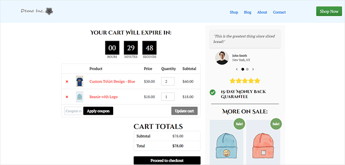 Cart page preview Cart page preview