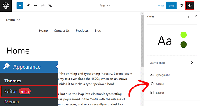 Click on the Styles icon and choose the Colors panel Click on the Styles icon and choose the Colors panel