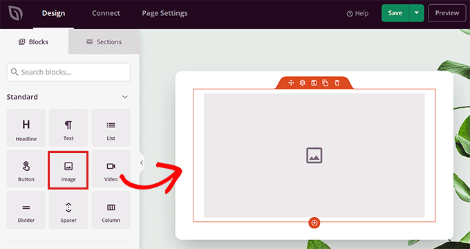 Choose the image block in the SeedProd Choose the image block in the SeedProd