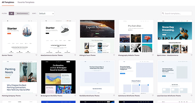 WooCommerce template selection WooCommerce template selection
