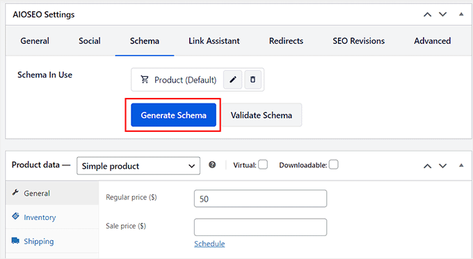 Click the Generate Schema button Click the Generate Schema button