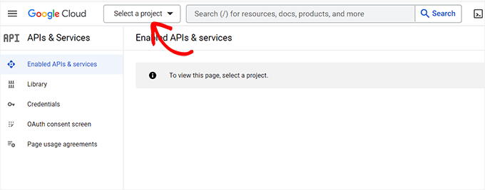 Click Select Project button Click Select Project button