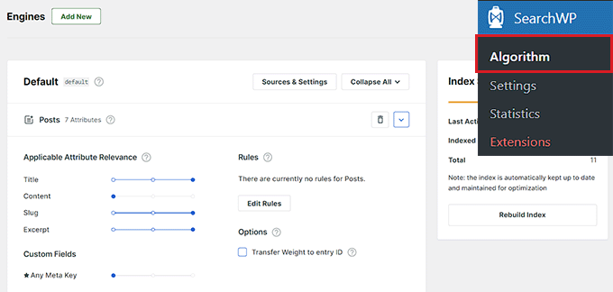 Configure SearchWP engine settings Configure SearchWP engine settings