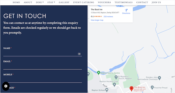 An example of a contact form An example of a contact form