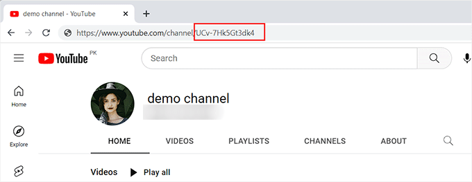 Copy the code after channel or user in the URL Copy the code after channel or user in the URL