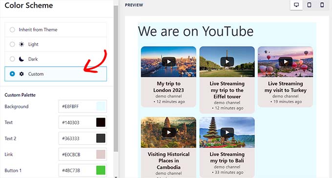 Customize feed color scheme Customize feed color scheme