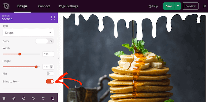 Mettre le séparateur de forme personnalisé au premier plan
