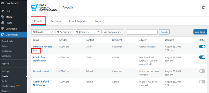 How to create a custom purchase receipt for an online store