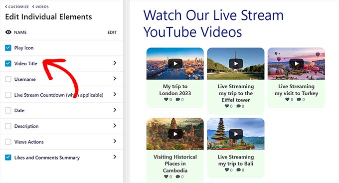 Edit the individual elements you want to display along with the video Edit the individual elements you want to display along with the video