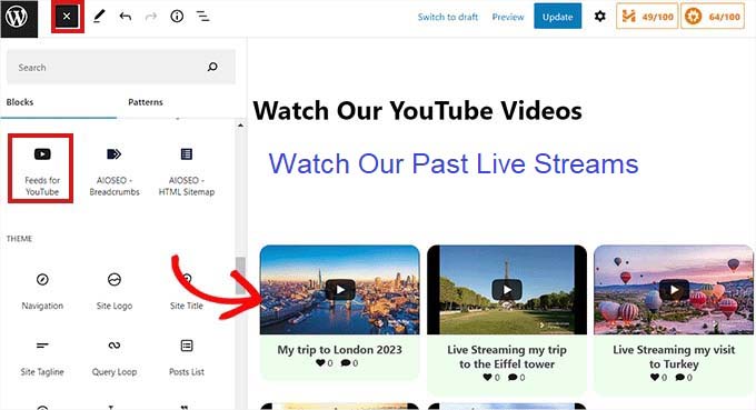 Embed YouTube Feed on a page Embed YouTube Feed on a page