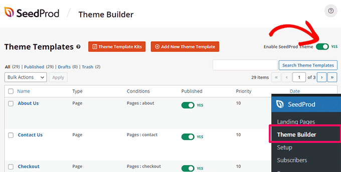 Enable SeedProd theme Enable SeedProd theme