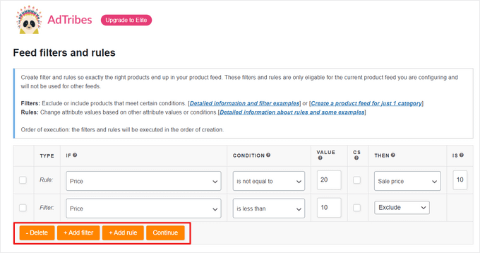 Adicionar filtros e regras de feed no AdTribes Adicionar filtros e regras de feed no AdTribes