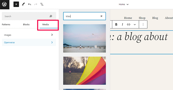 Integração Openverse no WordPress 6.2