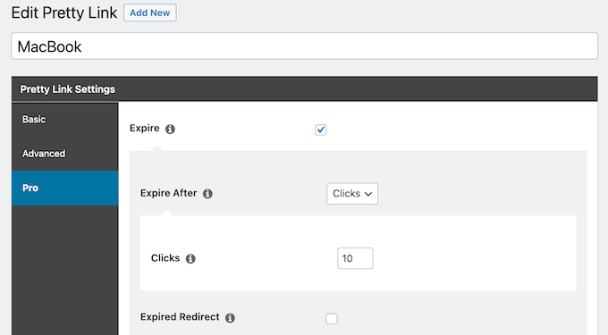 Configurar un enlace de afiliado para que expire usando Pretty Links