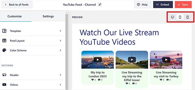 Preview and save feed Preview and save feed