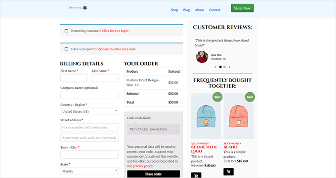 Preview your custom checkout page Preview your custom checkout page