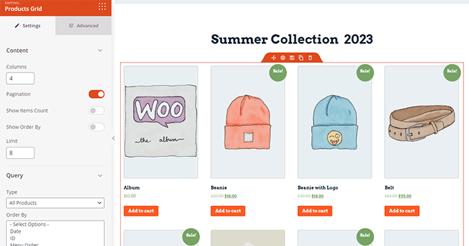 Product display options Product display options