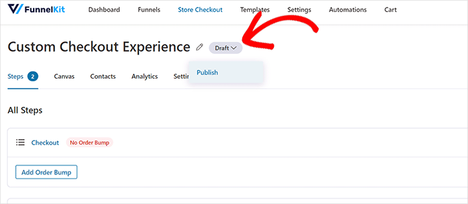 Publish Checkout page Publish Checkout page