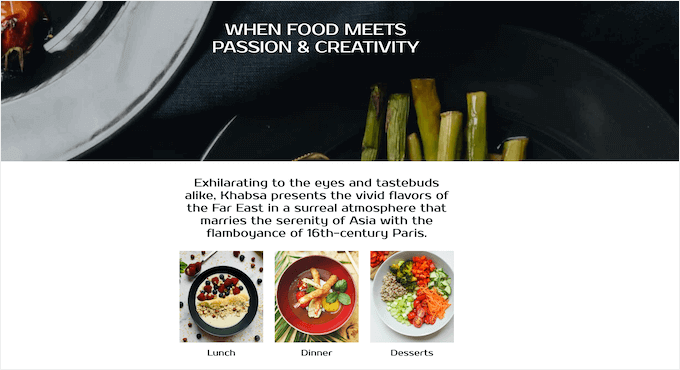 One of SeedProd's professionally-designed restaurant templates One of SeedProd's professionally-designed restaurant templates