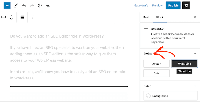 Ajout de différents styles de ligne dans WordPress