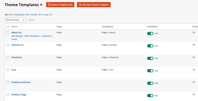 Theme templates Theme templates