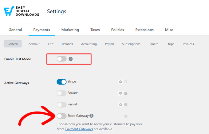 Turn off test mode in EDD
