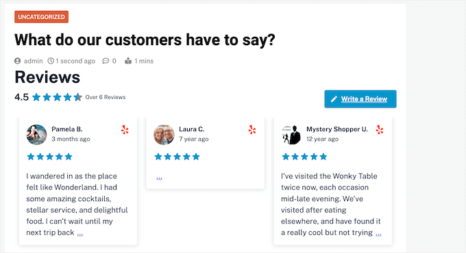 An example of Yelp reviews, embedded using Smash Balloon An example of Yelp reviews, embedded using Smash Balloon