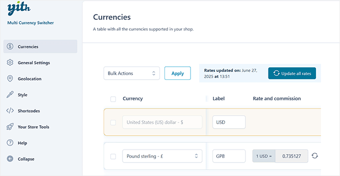 YITH Multicurrency plugin YITH Multicurrency plugin
