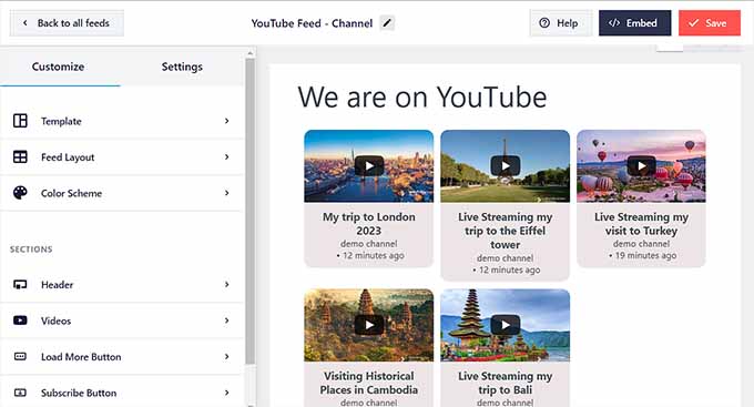 YouTube Feed editor YouTube Feed editor